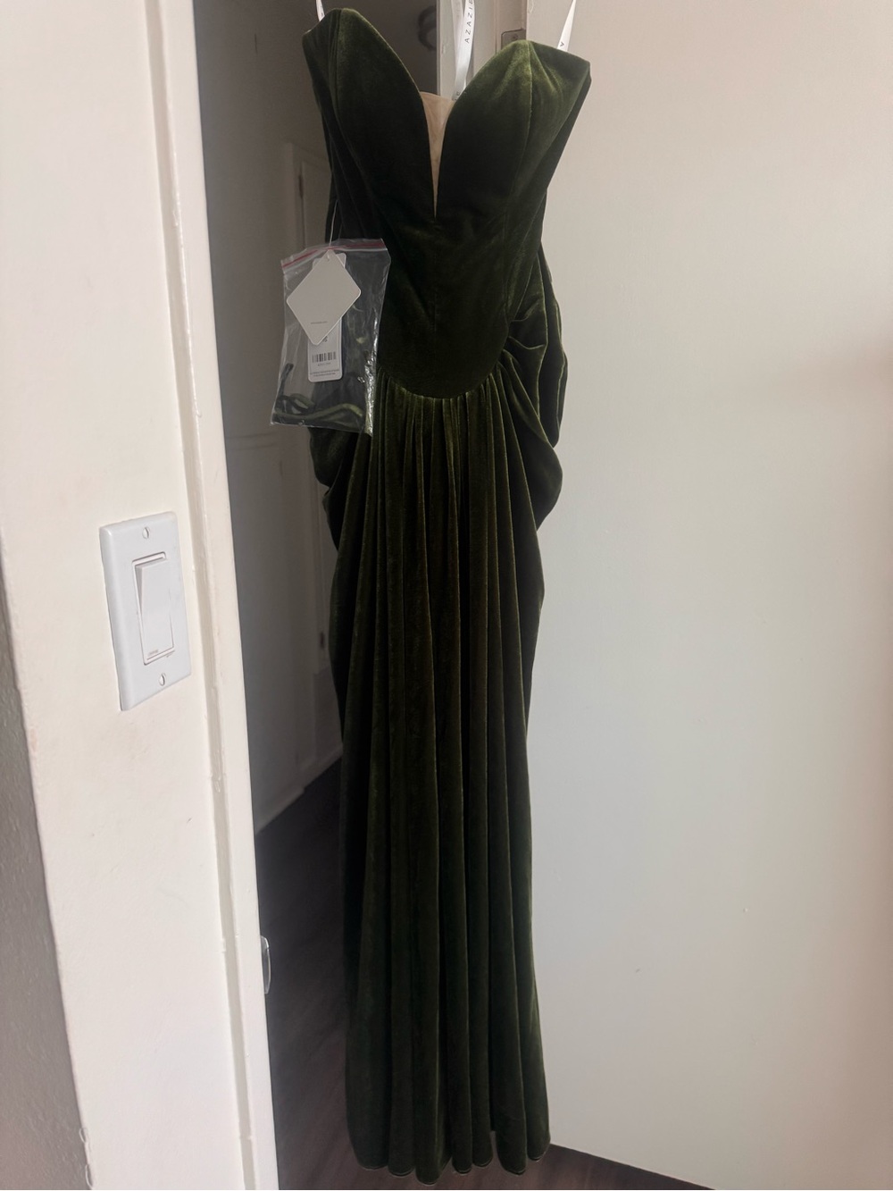 Azazie Olive Green Velvet Gown